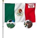 Hypoth Embroidery Double Sided Mexico Flag 3x5 FT Outdoor- 340D Heavy Duty Mexican National Flags Canvas Header with 2 Brass Grommets Easy to Rising