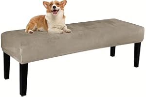 Vapor Fitness Velvet Bench Covers for Bed End, Kitchen & Dining - Stretch Rectangle Slipcovers, Dustproof & Washable Seat Protectors(Champagne)