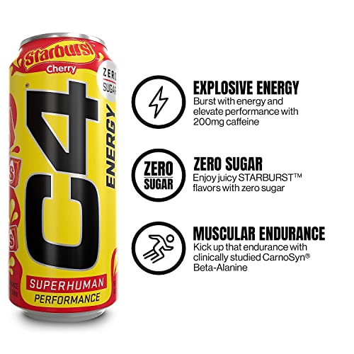 C4 Energy Drink, Starburst Variety Pack, Carbonated Sugar Free Pre