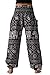 Bangkokpants Women's Casual Pants Harem Bohemian Clothes Hippie Boho Yoga Outfits Smocked Waist (Black, Plus Size)
