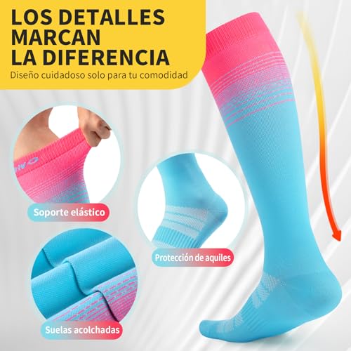 CAMBIVO Compression Socks Women Men 3 Pairs, Compression Socks 15-20 mmHg, Breathable Long Socks, Compression Socks for Sport, Running, Cycling, Traveling by Plane, Nurse, Fashion