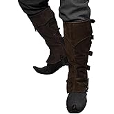 Amazleer Medieval Boot Covers, Renaissance Pirate Costume Shoes Cover Faux Leather Viking Warrior Knight Armor Leg Gaiters