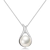 YAMI Tahitian/Akoya Pearl Necklace, 10-11mm Round Saltwater Cultured Pearl with 925 Sterling Silver Adjustable Chain, Mom, Wife - Luxury Jewelry Gift for Anniversary, Valentine's Day