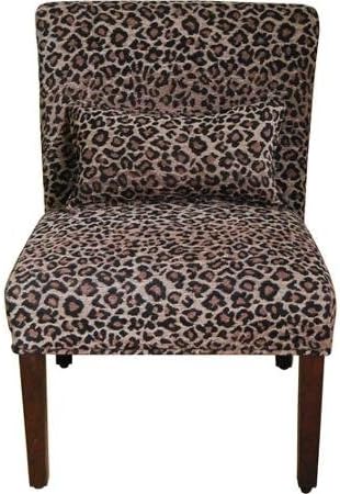 Solid Wood Slipper Chair, Leopard Print in Espresso Finish Tuck It Into a Corner of the Bedroom for Instant Glam