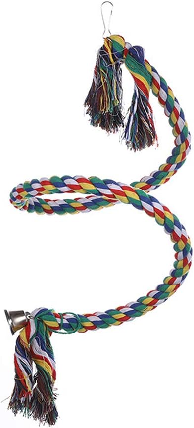 Only Lovuu Colorful Cotton and Steel Wire Cage Rope Pet Bird Perch Training Toy for Parrots