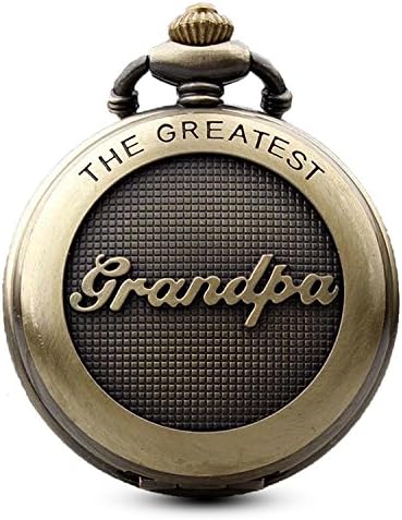 GORBEN Men Women Unisex THE GREATEST Grandpa with Waist FOB Chain Quartz Pocket watch Bronze