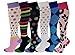 Different Touch 6 Pairs Pack Women Travelers, Anti-Fatigue, Graduated Compression Knee High Socks 9-11 (Assorted Printed #2)