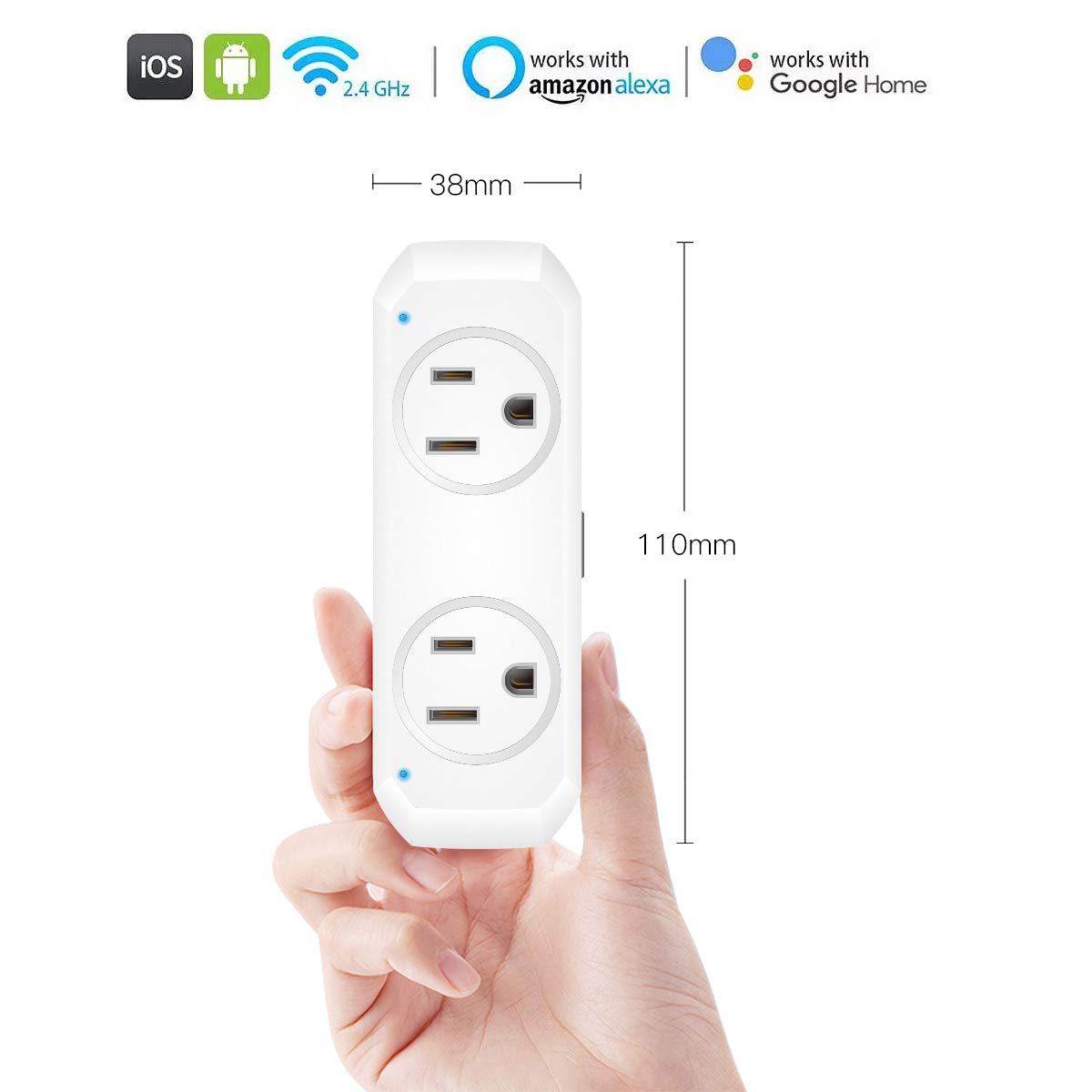 Oukitel Smart Wi-Fi Plug, Alexa Echo Plug,2 in 1 Smart Plug Mini Outlet With Timer Wi-Fi Smart Socket Switch Voice and App Controlled,Compatible with Alexa Echo,Google Home and IFTTT (2, blue)