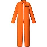 IWALUE Adult Men Jail Criminal Cosplay Outfit Prisoner Orange Costume Jumpsuit