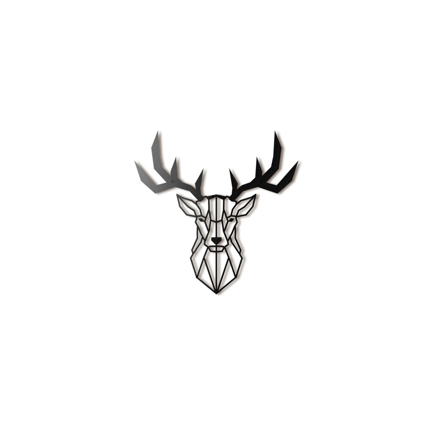 Deer Head XL Metal Wall Art by Hoagard, 75x80cm, Black, Geometric