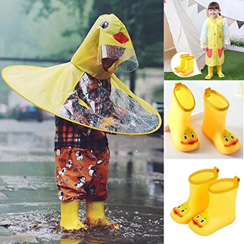 Outsta Infant Kids Rain Shoes,Children Baby Cartoon Duck Rubber Waterproof Warm Boots Rain Shoes 2018 New, Perfectly with The Creative Kids' Cute Raincoat (US:6.5(Age:2-2.5T)) - Thumbnail 2
