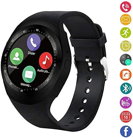 Smart Watch, Bluetooth Touch HD Screen WristWatch Round with Nano SIM & TF Card Slot,Pedometer,Sleep Moniter,SMS,Call and Sedentary Reminder for Android IOS