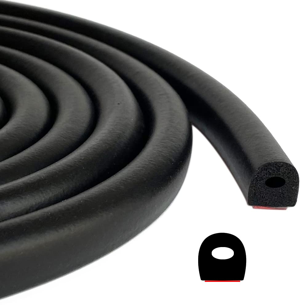 Photo 1 of Tintvent D Shape EPDM Foam Rubber Seal with Tape, Self-Adhesive Rubber Weather Stripping for Boat, Auto, RV, Marine, Garage Doors/Window and More, W:0.5"; H:0.5"; L:26Feet