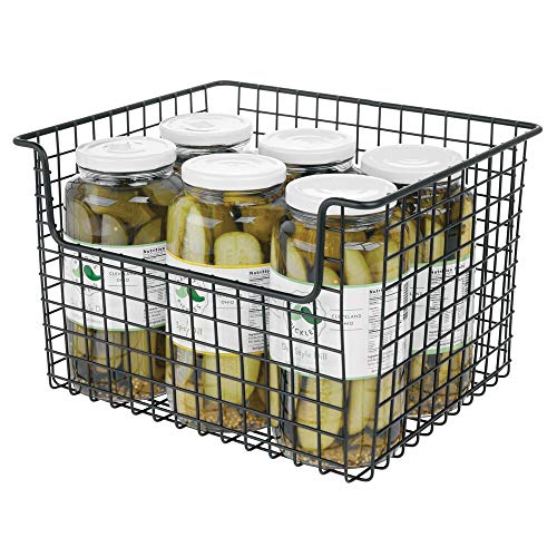 mDesign Metal Kitchen Pantry Food Storage Organizer Basket Farmhouse