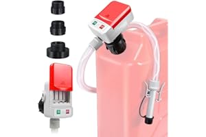 ROVIA Saker Sakerplus Automatic Fuel Transfer Pump with Auto-Stop, 3 Tank Adapter,9.08L per Min, Battery or USB Powered, 51" Hose,Fast and Safe Portable Gas Can Pump for Oil, Diesel,Gasoline (1)