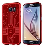 Galaxy S6 Case, Cruzerlite Bugdroid Circuit TPU Case Compatible with Samsung Galaxy S6 - Red