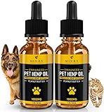 (2 Pack) Hemp Oil for Dogs Cats Pets, Organic Calming Dog Treats for Separation Anxiety Pain Relief (1000mg) Natural Hemp Extract Stress Sleep Aid - Zero THC CBD Cannabidiol - Joint Hip Supplement