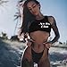 Staron Women Tank Tops Funny No Bra Club Slim Vest Short Tees Bra Blouse Crop Tops (L, Black)