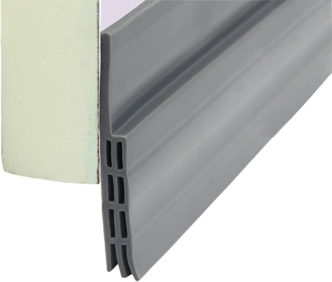 VITAM AMO Door Sweep Draft Stopper Door Weather Stripping No Tools Requried Triple-Fin Silicone 39 Inch Length Easy Cut to Size