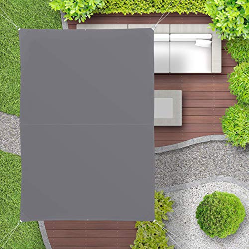 Relaxdays Sonnensegel rechteckig, wasserabweisend, UV-beständig, mit Spannseilen, Terrasse, Balkon, B x T: 4 x 6 m, grau – Bild 4