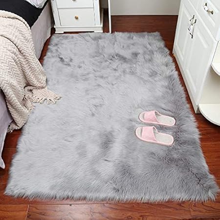 Faux Lammfell Schaffell Teppich 50 * 150cm Lammfellimitat Teppich Longhair Fell Optik Nachahmung Wolle Bettvorleger Sofa Matt