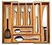 Expandable Bamboo Silverware Organizer 6-8 Slots Adjustable Amazing Drawer Inserts with Deep Dividers. EASY TO INSTALL, Storage of Flatware , Cutlery, Wooden or Stainless Utensil - Kitchen Knives