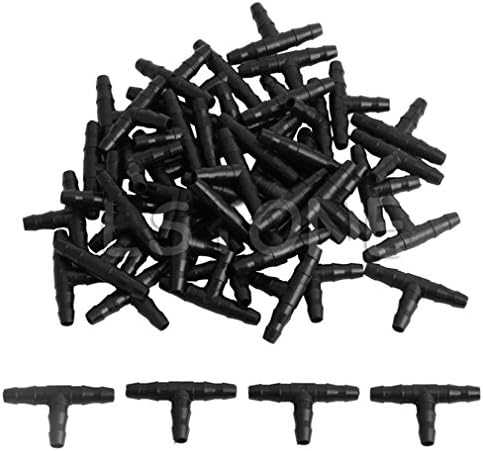 50Pcs Sprinkler Irrigation 4/7Mm Tee Pipe Barb Hose Fitting Joiner Drip System For 4Mm/7Mm Tube