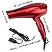 JINRI Hairdryer Negative Ionic Blow Dryer 1875w Professional Salon Light Weight Hairdayer Low Noise with Concentrator Patent Red