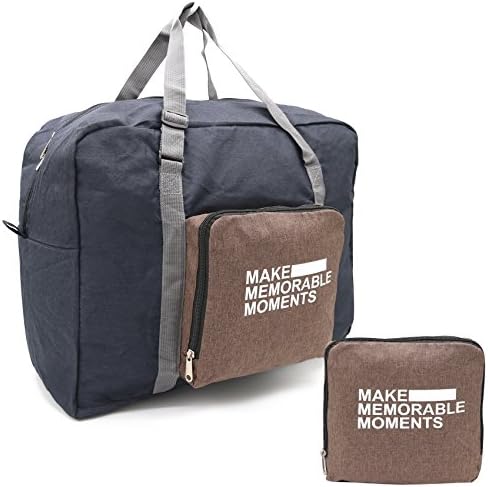 Foldable Duffel Bag Packable Duffle Bag Lightweight Travel Bag Tote Big Luggage Storage Bag For Men & Women (Black)