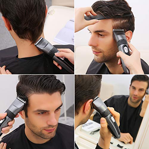 NOOA Hair Clipper/Trimmer for Men, Cordless Rechargeable Lithium Lon LCD Hair Cutting Kit with Blades,Guide Combs,Hair Clipper Oil and Brush - Thumbnail 6
