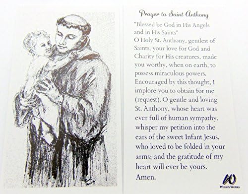 St Anthony Holy Card Set of 10 Patron Saint Gift 3 1/2 Inch Long