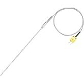 MECCANIXITY K Type Thermocouple with Plug, Meter Temperature Sensor Probe -50 to 1100&deg;C(-58 to 2012&deg;F) Stainless Steel, 3.2x300mm 3.3ft Wire