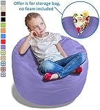 Stuffed Animal Bean Bag Storage Chair in Orchid Purple - 2.5ft Large Fill & Chill Space Saving Toy Organizer for Children - for Blankets, Teddy Bears, Clothes & Bedding