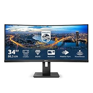 Philips 345B1C - 34 inch Curved WQHD Monitor, 100Hz, 4ms, VA, Speakers, Height Adjust, Power Sensor, USB Hub (3440 x…