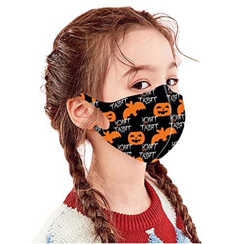 5 Pcs Fashion Halloween Cloth Fabric Facial Bandanas, Unisex Earloop 5 Printed Washable, Reusable (G,5PCS)