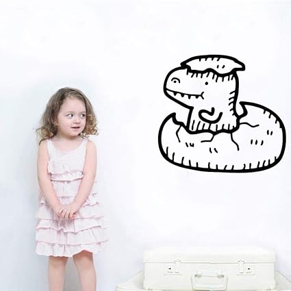Sticker Mural Vinyle Adhesif Tyrannosaurus œuf De Dinosaure Dessin Anime Bebe Fille Garcon Enfant Creche Decoration Noir 42x39cm Amazon Fr Cuisine Maison