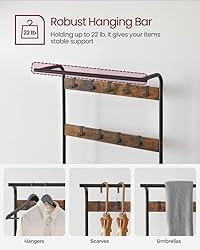 VASAGLE Coat Rack, Hall Tree with Shoe Bench for