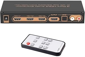 iArkPower 3 in 1 Out HDMI Switch Audio Extractor 4K@30Hz HDMI Switcher with Optical RCA L/R Audio Out