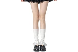 Clispiy Knitted Flared Leg Warmers Lace High Leg Sleeve Socks Bowknot Leg Cover High Socks