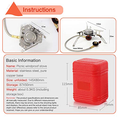 MHOYI Camping Gas Stove klein opvouwbaar Camping Gas Stove Compact Duurzame gasbrander met draagtas voor camping… - Image 7