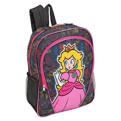 Nintendo Super Mario Princess Peach 16 inch Backpack - Black