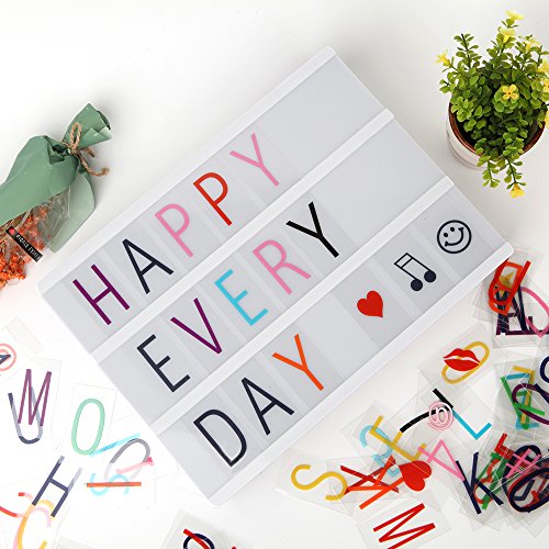 ME456 270 Black Letters, Pastel Colour Letters, Pastel Colour Emojis and Special Decorative Symbols for Use with A4 Cinematic Light Up Box