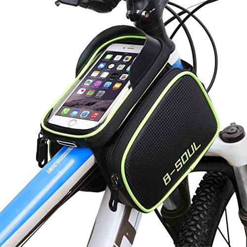 AISISAIWEN Bike Frame Bag Bicycle Top Tube Bag Waterproof Sensitive Touch Screen Cell Phone Mount Holder iPhone 6/6s/7/7s/8/X Plus Samsung 7 Note 7 Below 6.2 inch Top Tube Handlebars Storage Bag