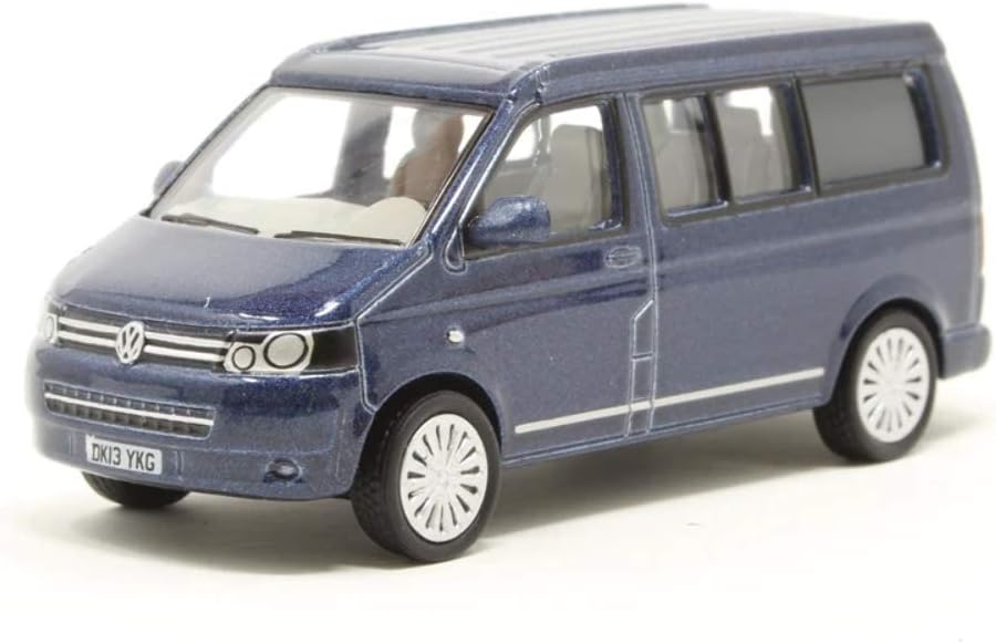 Oxford Diecast 76T5C001 VW T5 California Camper Metallic Night Blue, Blue,grey,silver,black, 3 inches