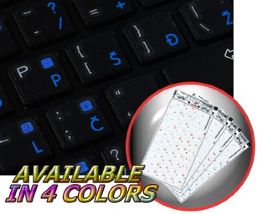 APPLE CROATIAN STICKERS FOR KEYBOARD WITH BLUE LETTERING TRANSPARENT BACKGROUND FOR DESKTOP, LAPTOP AND NOTEBOOK