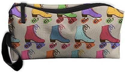 Roller Skates Cosmetic Beauty Handy Toiletry Dopp Kit Shaving Shoe Light Assorted Flower Floral Canvas Stationery Ladies Mesh Design Multi Color