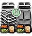 16 Pack Meal Prep Containers 3 Compartment-Plastic Food Storage Containers with Lids,BPA Free,Microwave,Dishwasher Safe-Reusable Bento Lunch Boxes Containers for Portion Control,21 Day Fix