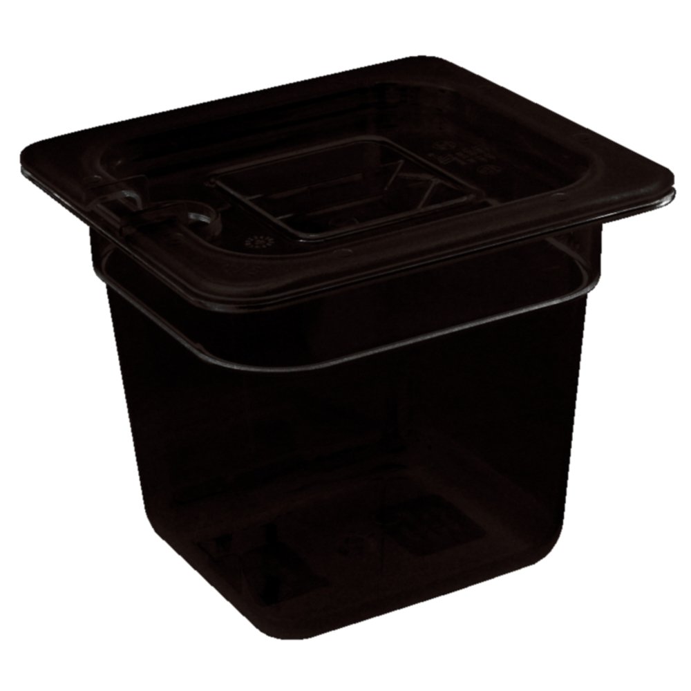 Vogue U470 Polycarbonate 1/6 Gastronorm Container, 1.6 L Capacity, 100 mm H x 162 mm W x 176 mm L, Black