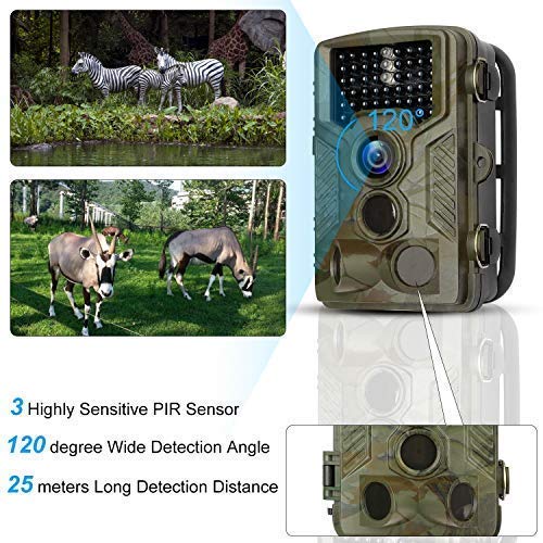 BYbrutek Trail Camera, 16MP 1080P Full HD Deer Hunting Game Camera, 0.2S Motion Activated Wildlife Camera with 46 PCS 850nm IR LEDs Night Vision up to 65ft, 2.4\