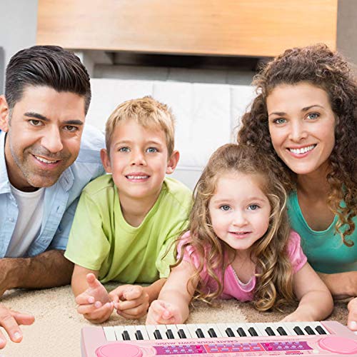 SAOCOOL Kids Piano, 37 Keys Charging Multifunctional Electronic Piano for Kids Music Educational Piano Keyboard Toys for Toddler (Pink)
